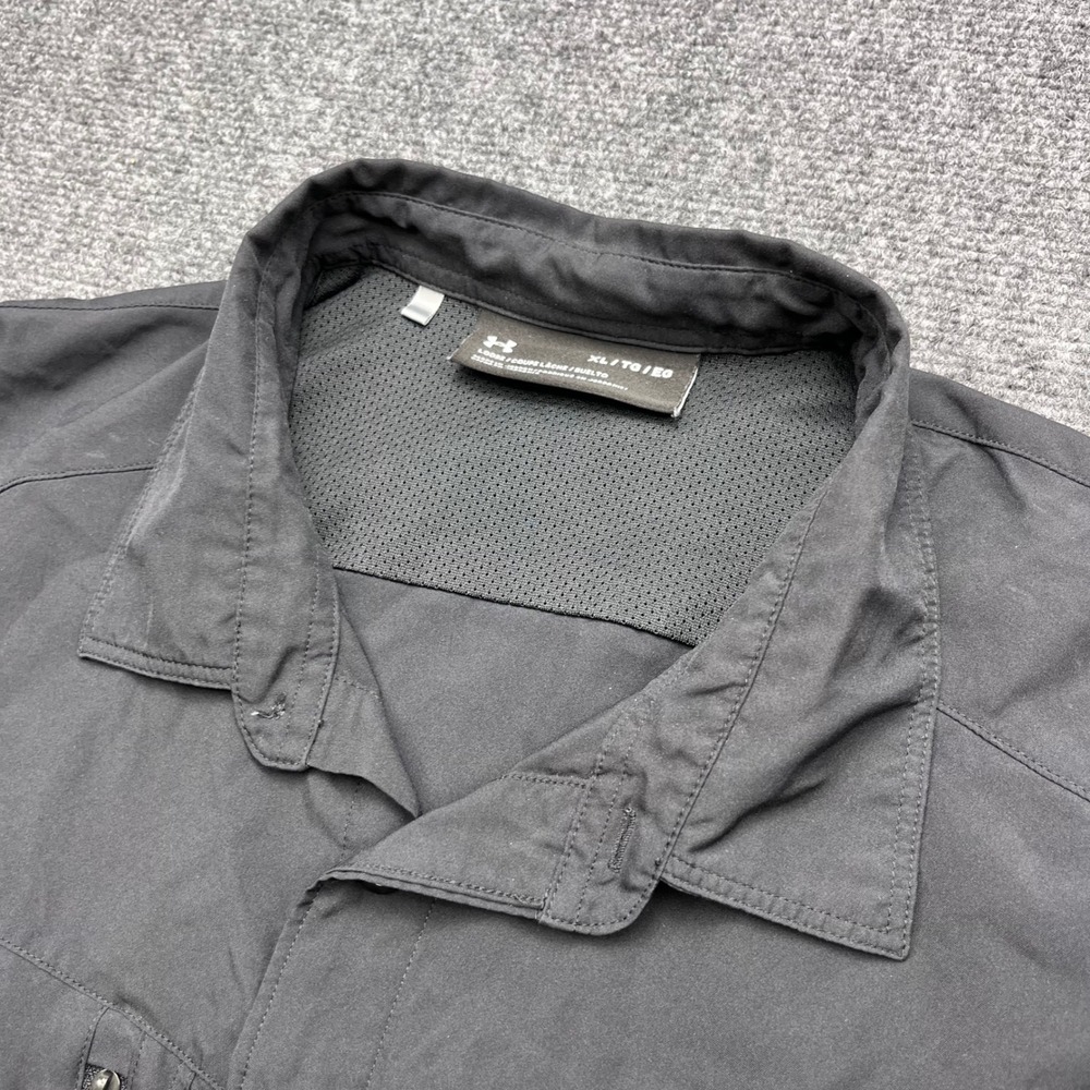 Under Armour Fishing Hiking Utility Black Long Sleeve Button Up Shirt